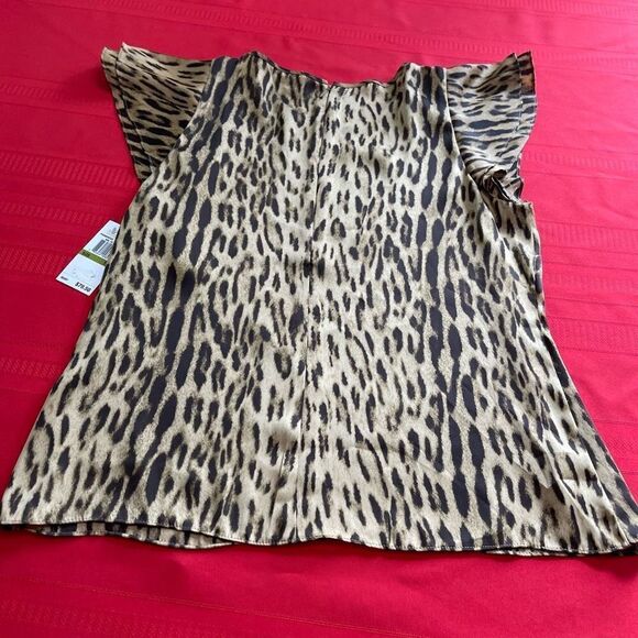 NWT Michael Michael Kors Barley Leopard Top Blouse Size 14P New - Picture 7 of 8